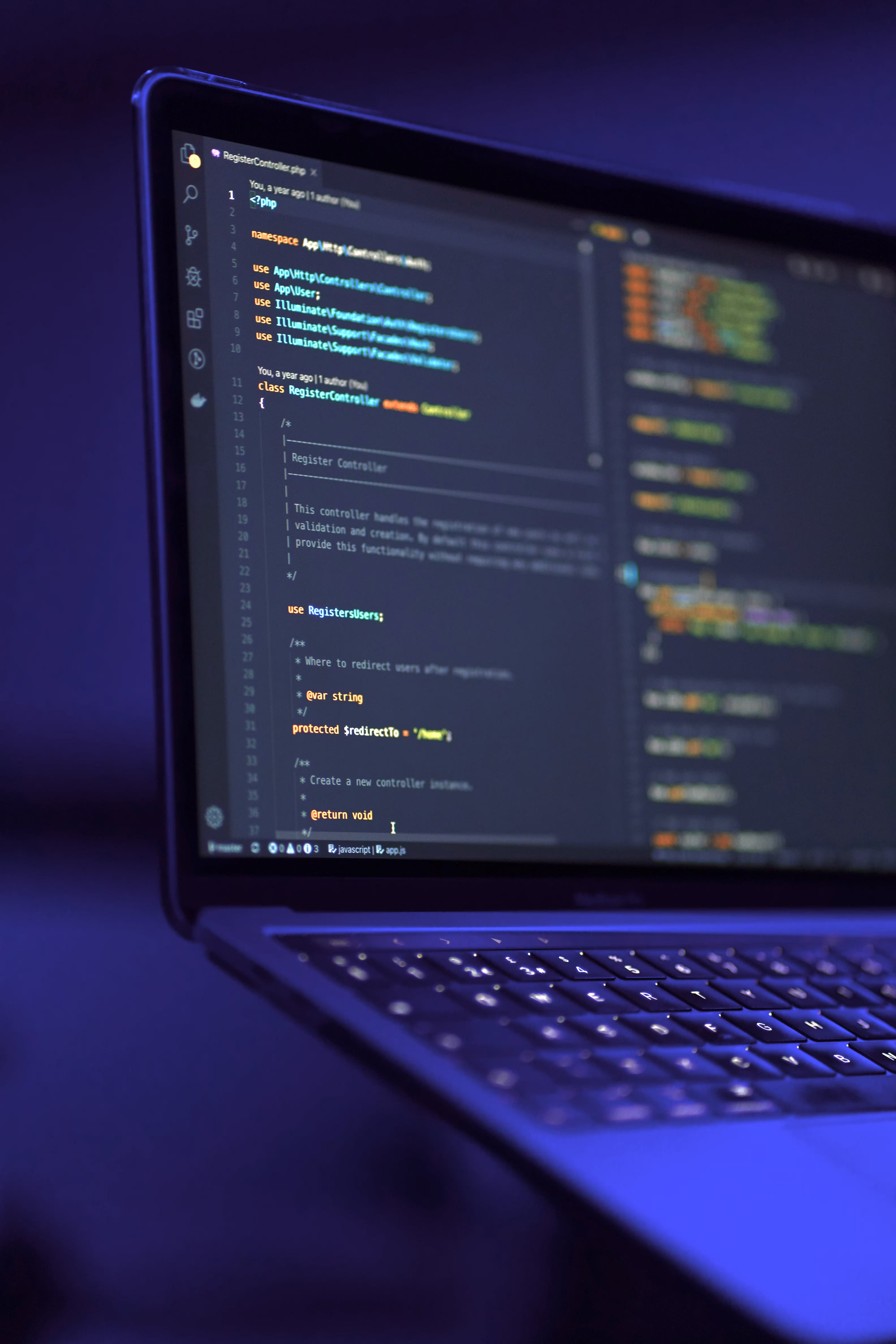 Hero background - laptop with code